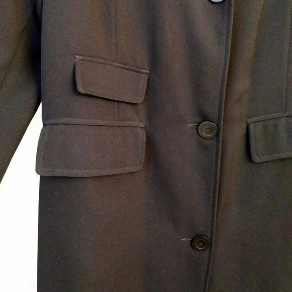 RARE Vintage Black Maxi-Trench Coat, size 9 - Picture 4 of 10